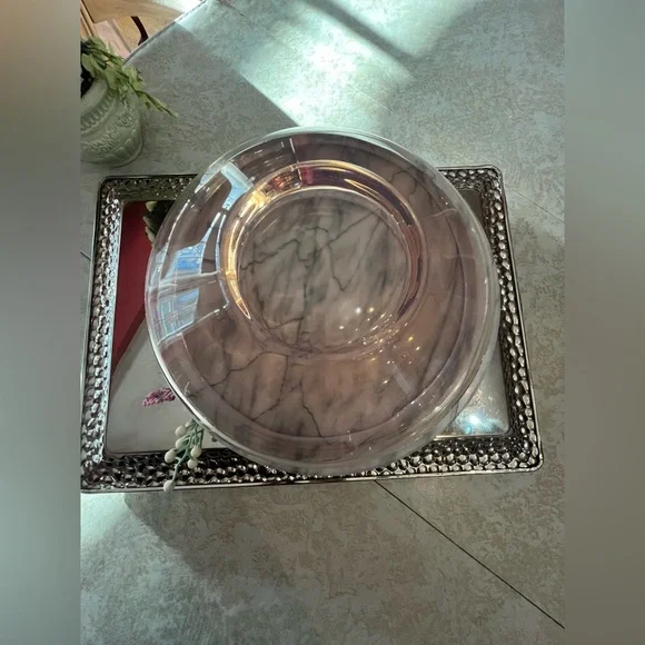 FOSTORIA SEASCAPE OPALESCENT PINK Floating Bowl 8½” to 10½” Rim 1959-70